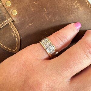 Vintage Two Tone Celtic Knot Ring 14k White Gold & Yellow Gold